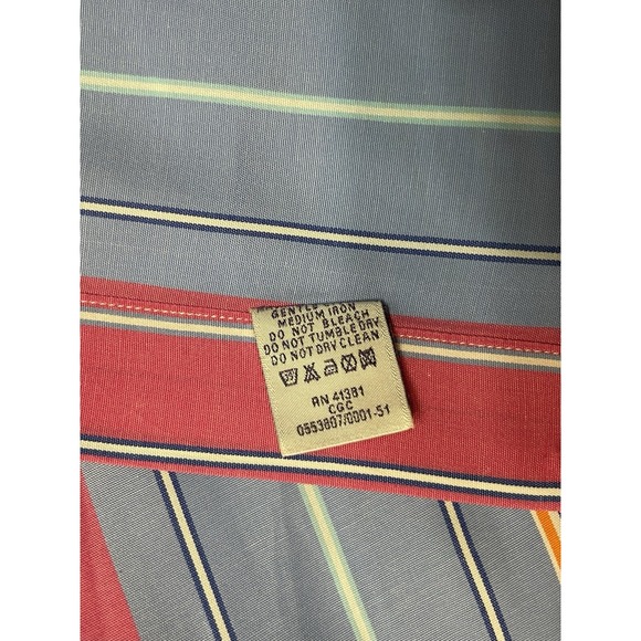 Ralph Lauren Purple Label Blue Multicolor Stripe Cotton Shirt 17 XL Long Sleeve - Picture 9 of 9